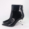 2019 Ladies Shoes Patent Genuine Leather Ankle A105 Women Pencil Heels Boots